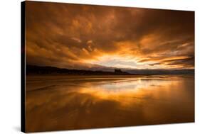 Sunset on the Beach at Bamburgh, Northumberland England UK-Tracey Whitefoot-Stretched Canvas