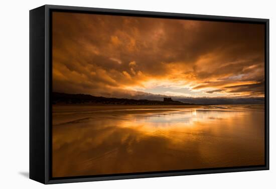 Sunset on the Beach at Bamburgh, Northumberland England UK-Tracey Whitefoot-Framed Stretched Canvas