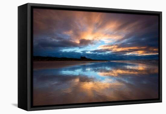 Sunset on the Beach at Bamburgh, Northumberland England UK-Tracey Whitefoot-Framed Stretched Canvas