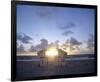 Sunset on the beach, Sylt, Schleswig-Holstein, Germany-null-Framed Premium Giclee Print