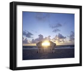 Sunset on the beach, Sylt, Schleswig-Holstein, Germany-null-Framed Art Print