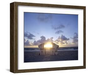 Sunset on the beach, Sylt, Schleswig-Holstein, Germany-null-Framed Art Print