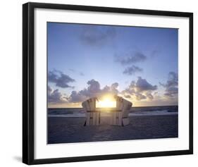 Sunset on the beach, Sylt, Schleswig-Holstein, Germany-null-Framed Art Print