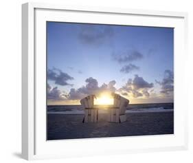 Sunset on the beach, Sylt, Schleswig-Holstein, Germany-null-Framed Art Print