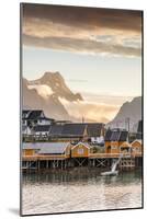 Sunset on the Fishing Village Framed by Rocky Peaks and Sea, Sakrisoya, Nordland County-Roberto Moiola-Mounted Photographic Print