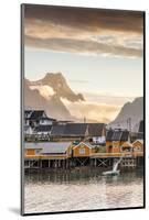 Sunset on the Fishing Village Framed by Rocky Peaks and Sea, Sakrisoya, Nordland County-Roberto Moiola-Mounted Photographic Print