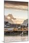 Sunset on the Fishing Village Framed by Rocky Peaks and Sea, Sakrisoya, Nordland County-Roberto Moiola-Mounted Photographic Print