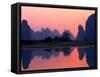 Sunset on the Karst Hills and Li River, China-Keren Su-Framed Stretched Canvas