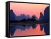 Sunset on the Karst Hills and Li River, China-Keren Su-Framed Stretched Canvas