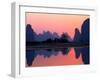 Sunset on the Karst Hills and Li River, China-Keren Su-Framed Photographic Print