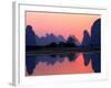 Sunset on the Karst Hills and Li River, China-Keren Su-Framed Photographic Print