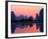 Sunset on the Karst Hills and Li River, China-Keren Su-Framed Photographic Print