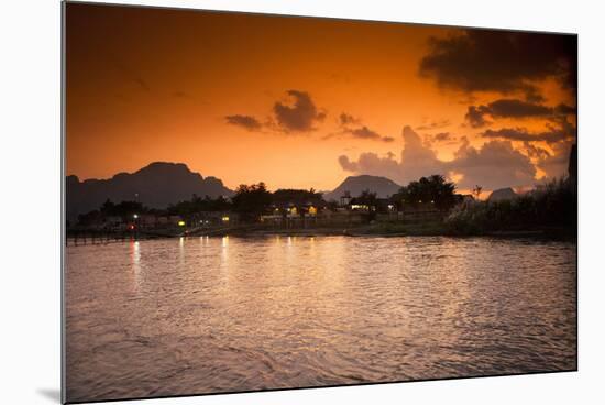 Sunset on the Nam Song River in Vang Vieng, Laos-Micah Wright-Mounted Photographic Print