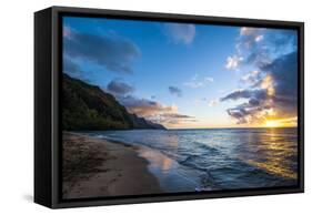 Sunset on the Napali Coast, Kauai, Hawaii,United States of America, Pacific-Michael Runkel-Framed Stretched Canvas