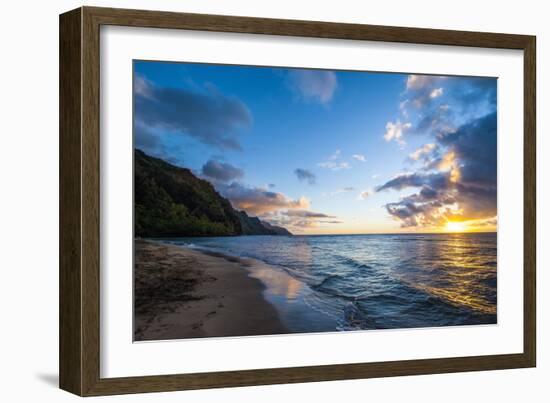 Sunset on the Napali Coast, Kauai, Hawaii,United States of America, Pacific-Michael Runkel-Framed Photographic Print