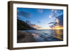 Sunset on the Napali Coast, Kauai, Hawaii,United States of America, Pacific-Michael Runkel-Framed Photographic Print