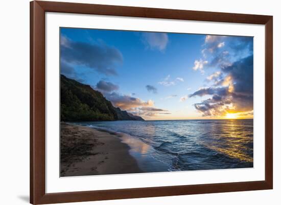 Sunset on the Napali Coast, Kauai, Hawaii,United States of America, Pacific-Michael Runkel-Framed Photographic Print