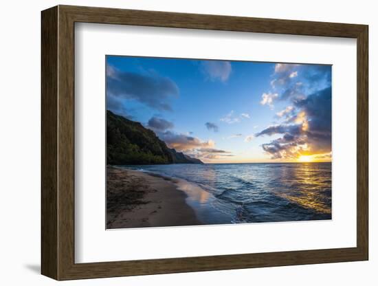 Sunset on the Napali Coast, Kauai, Hawaii,United States of America, Pacific-Michael Runkel-Framed Photographic Print