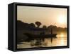 Sunset on the Narmada River, Maheshwar, Madhya Pradesh State, India-R H Productions-Framed Stretched Canvas