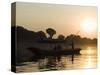 Sunset on the Narmada River, Maheshwar, Madhya Pradesh State, India-R H Productions-Stretched Canvas