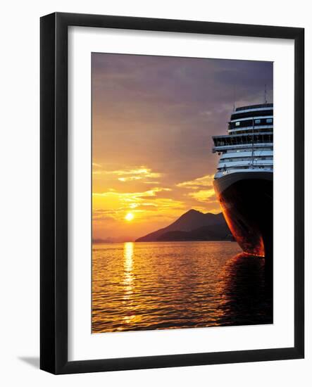 Sunset on the Nieuw Amsterdam in the Port of Dubrovnik on its Maiden Voyage, Dubrovnik, Croatia-Richard Duval-Framed Photographic Print