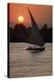 Sunset on the Nile with Boat-null-Stretched Canvas