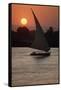 Sunset on the Nile with Boat-null-Framed Stretched Canvas