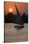 Sunset on the Nile with Boat-null-Stretched Canvas