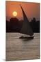 Sunset on the Nile with Boat-null-Mounted Photographic Print