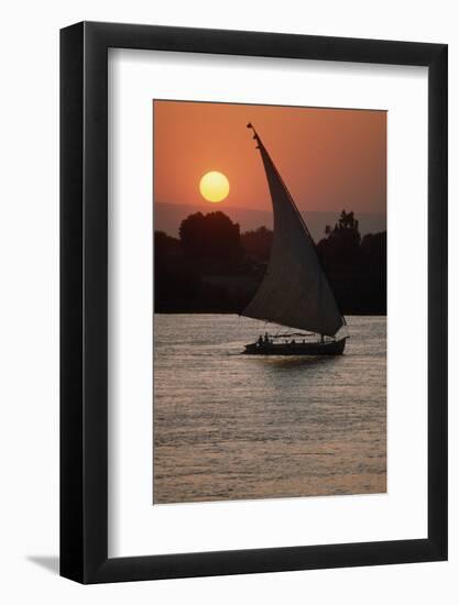 Sunset on the Nile with Boat-null-Framed Photographic Print