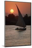 Sunset on the Nile with Boat-null-Mounted Photographic Print