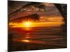 Sunset on the Ocean with Palm Trees, Oahu, HI-Bill Romerhaus-Mounted Photographic Print