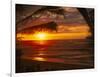 Sunset on the Ocean with Palm Trees, Oahu, HI-Bill Romerhaus-Framed Photographic Print