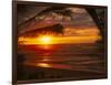 Sunset on the Ocean with Palm Trees, Oahu, HI-Bill Romerhaus-Framed Photographic Print