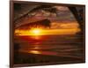 Sunset on the Ocean with Palm Trees, Oahu, HI-Bill Romerhaus-Framed Photographic Print