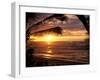 Sunset on the Ocean with Palm Trees, Oahu, HI-Bill Romerhaus-Framed Premium Photographic Print