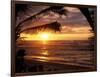 Sunset on the Ocean with Palm Trees, Oahu, HI-Bill Romerhaus-Framed Premium Photographic Print