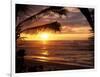 Sunset on the Ocean with Palm Trees, Oahu, HI-Bill Romerhaus-Framed Photographic Print