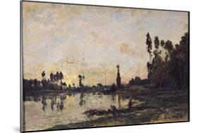 Sunset on the Oise, 1865-Charles-Francois Daubigny-Mounted Giclee Print