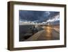 Sunset on the Pier to the Ludington Lighthouse in Lake Michigan in Ludington, Michigan, Usa-Chuck Haney-Framed Photographic Print