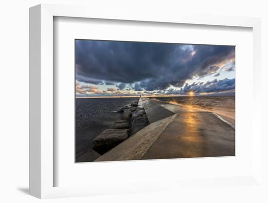 Sunset on the Pier to the Ludington Lighthouse in Lake Michigan in Ludington, Michigan, Usa-Chuck Haney-Framed Photographic Print