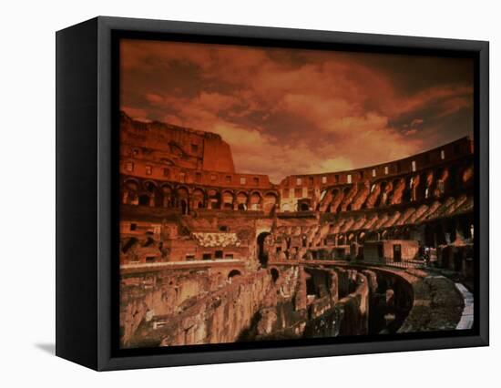 Sunset on the Ruins of the Coliseum, Rome, Italy-Bill Bachmann-Framed Stretched Canvas