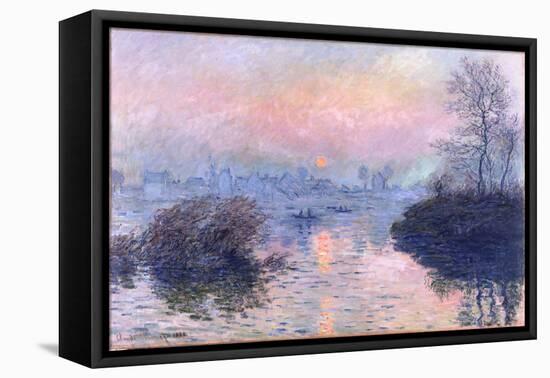 Sunset on the Seine at Lavacourt, Winter Effect-Claude Monet-Framed Stretched Canvas