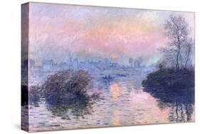 Sunset on the Seine at Lavacourt, Winter Effect-Claude Monet-Stretched Canvas