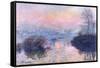 Sunset on the Seine at Lavacourt, Winter Effect-Claude Monet-Framed Stretched Canvas