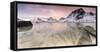 Sunset on the Surreal Skagsanden Beach Surrounded by Snow Covered Mountains-Roberto Moiola-Framed Stretched Canvas