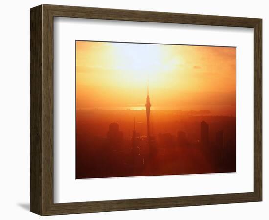 Sunset on Waitemata Harbour, Auckland, New Zealand-David Wall-Framed Photographic Print