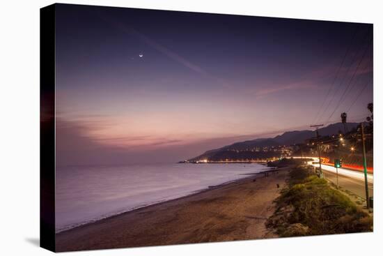 Sunset on Will Rogers Beach and the Pacific Coast Highway-Mark Chivers-Stretched Canvas