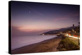 Sunset on Will Rogers Beach and the Pacific Coast Highway-Mark Chivers-Stretched Canvas