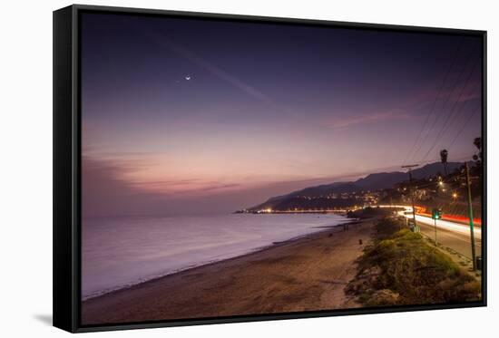 Sunset on Will Rogers Beach and the Pacific Coast Highway-Mark Chivers-Framed Stretched Canvas